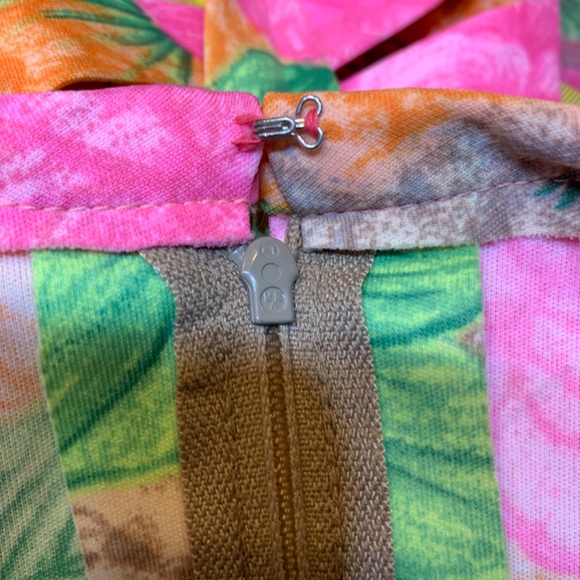 Vintage Henry Lee Floral Maxi Dress Medium? Pink Hostess Psychedelic 60's 70's - Picture 14 of 15